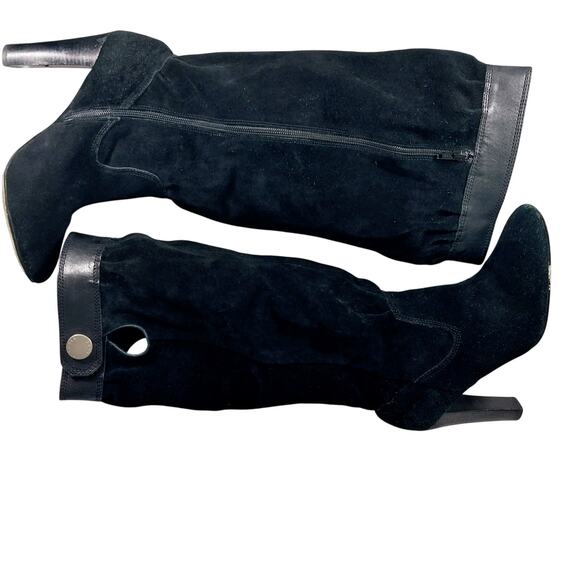 MICHAEL KORS! BLACK GENUINE SUEDE & LEATHER SCRUNCHY SHAFT BOOTS! SZ 9.5M - Picture 8 of 11